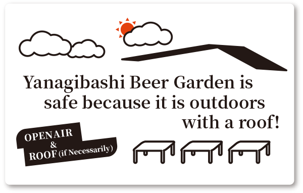 Yanagibashi Beer Garden is safe because it is outdoors with a roof!